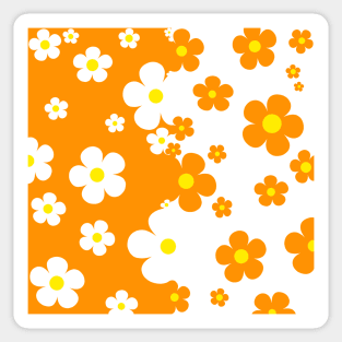 60's Retro Pop Small Flowers in Orange and White Sticker